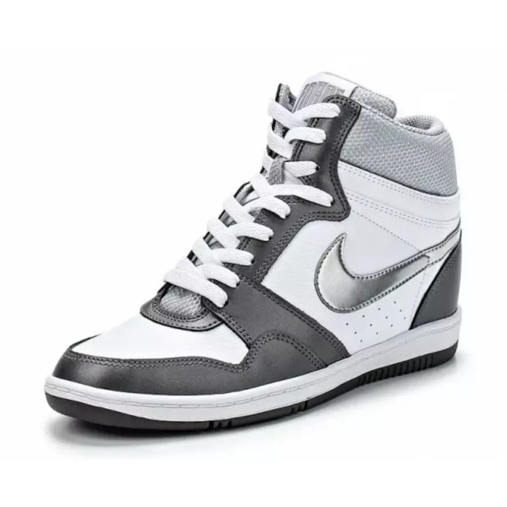 Nike Women’s Force Sky High Metallic Silver Sneakers - Size 9.5